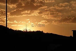 西,太陽,云