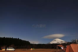 富士山,夜,野營