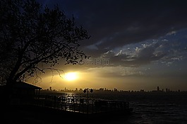 日落,自然,天空