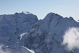 雪,山,全景