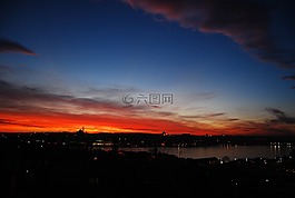 日落,伊斯坦布爾,天際線