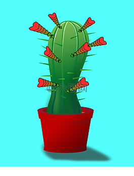 仙人掌,花,手