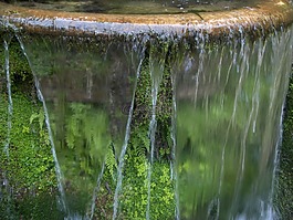 噴泉,水,流