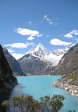 秘魯,山,湖