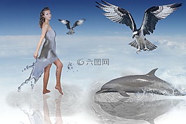 天空,海,云