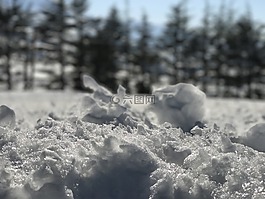雪,山,冬天