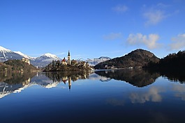 湖,城堡,阿尔卑斯山