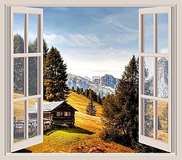 窗口,展望,山