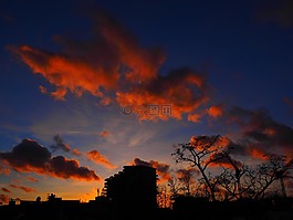 云,余輝,紅色