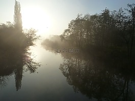 河,太陽,背光
