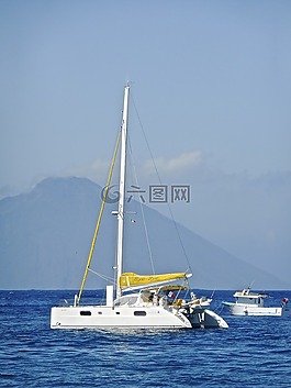 游艇,海,船