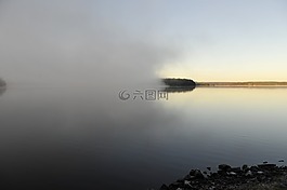 霧,上午,水