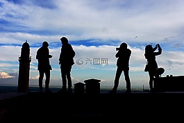 侧影,云,人
