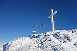 十字,冬天,景觀雪