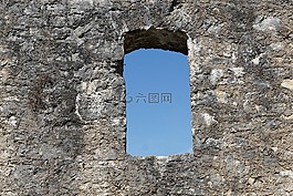 窗口,廢墟,墻