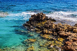 藍(lán)色,巖質(zhì)海岸,波