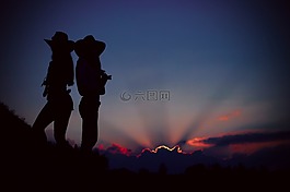 剪影,日落,晚上