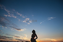 懷孕的女人,剪影,景觀