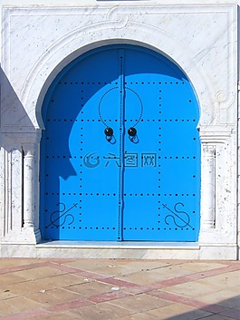 門,藍色,美麗