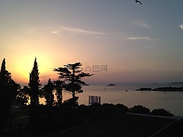 日落,晚上,太陽