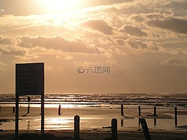 日出,海洋,海