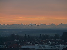 全景,高山,morgenstimmung