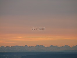 全景,高山,morgenstimmung