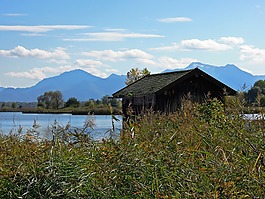 景觀,棚屋,湖