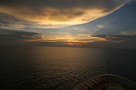 日落,船舶,海
