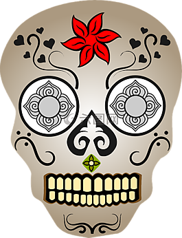 顱骨,裝飾,花的