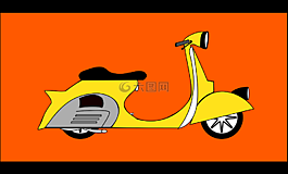 著色,滑板車,黃色
