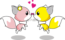 擬人化的動物,卡通,夫婦