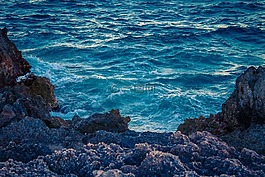 海,巖石,濱