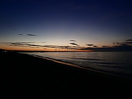 日落,海灘,海