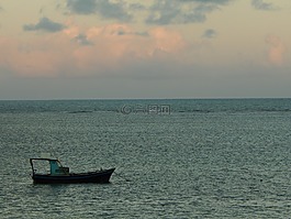 小船,mar,地平線