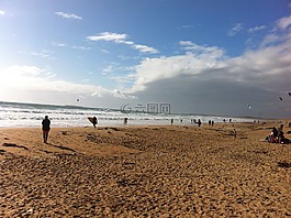 海灘,沖浪,日落