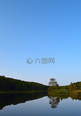湖,反思,公園