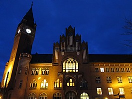 市政廳 k?penick,abendstimmung,藍色黃色