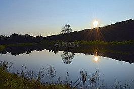 湖,反思,公园