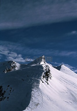 山,冬天,景觀