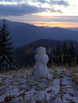 陰影,雪人,云