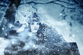 女孩,冬天,雪
