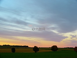 景觀,abendstimmug,日落