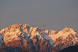 日落,山,景觀