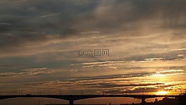 日落,云,傍晚的天空