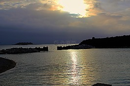 海,查看,黃昏