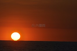 日落,海,海灘