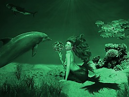 幻想,美人魚,照片蒙太奇