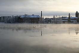 冬天,河,芬兰