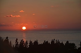 日落,夏季,海